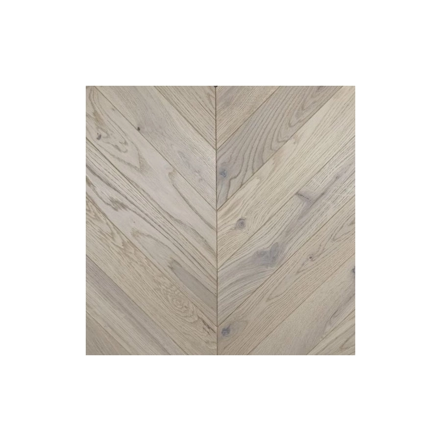 Dąb Bero (Chevron – jodełka francuska) Olejowosk, Szczotkowanie, Fazowanie V4 Wymiary: 405x65x10,5/2,5(+/-0,5) mm