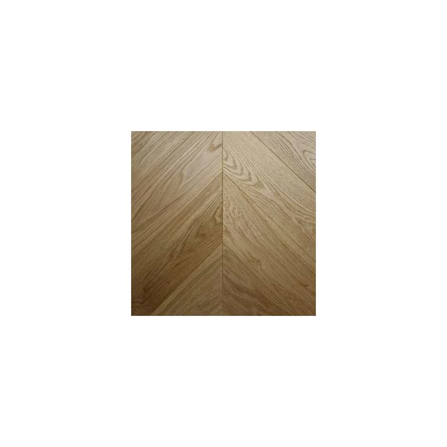 Dąb Natur Classic (Chevron – jodełka francuska) Szczotkowanie, Fazowanie V4, Lakier matowy Wymiary: 510x90x10,5/2,5(+/-0,5) mm
